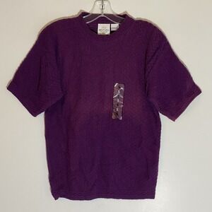 Vintage TR Bentley Top Womens Small Purple Stretch Crew Neck Tee Shirt Made USA